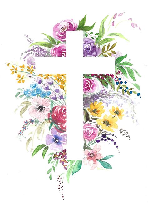 Floral Watercolor Cross Easter Paintings Easter Wallpaper Easter Art