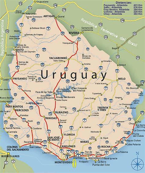 La argentina y uruguay llegan al viejo clásico, que tiene mas de 110 uruguay: Rutas Uruguay | Uruguay map, Map, Uruguay