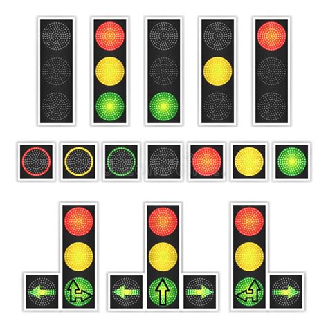 Road Traffic Light Vector Realistic Led Panel Sequence Lights Red