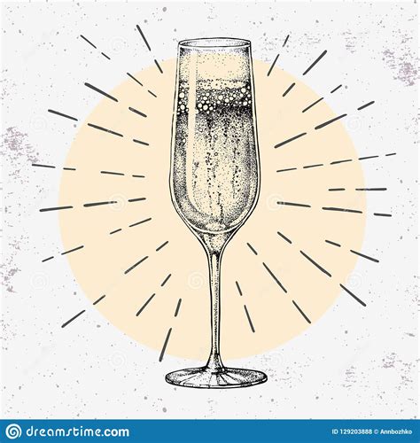 Illustration De Vecteur De Verre De Dessin De Champagne De Main Sur Le