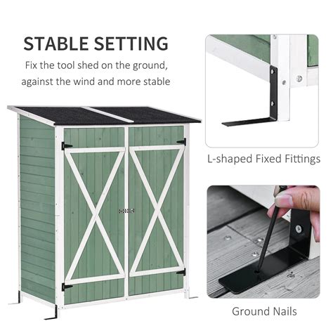 Buy Outsunny Garden Wood Storage Shed Wflexible Table Hooks And