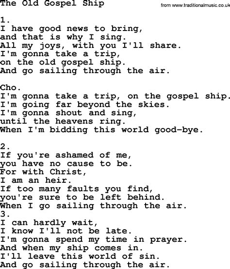The Old Gospel Ship Apostolic And Pentecostal Hymns And Songs Lyrics
