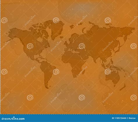 Brown World Map Grunge Old Map Background Textured Vector