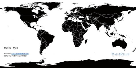 Weltkarte schwarz und weiß postkarte. World Map Black and White for commercial use - Maps4Office