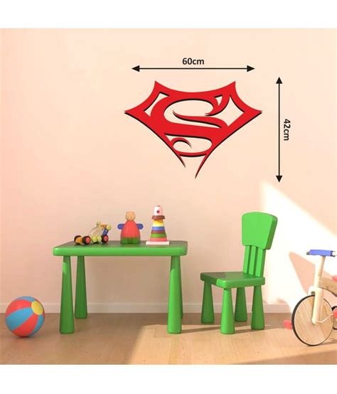 Creatick Studio Superman Logo Pvc Vinyl Red Wall Sticker Pack Of 1