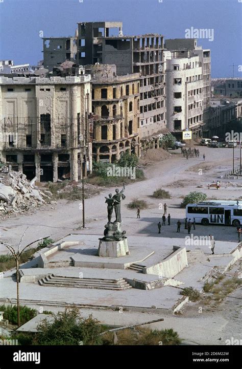 18th September 1993 A War Ravaged Martyrs Square In Beirut Which