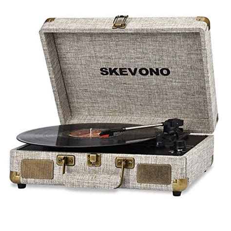 Vinyl Record Player Skevono 3 Speed Portable Suitcase Turntable