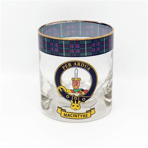 Macintyre Clan Crest Tartan Whisky Glass Scottish Shop Macleods