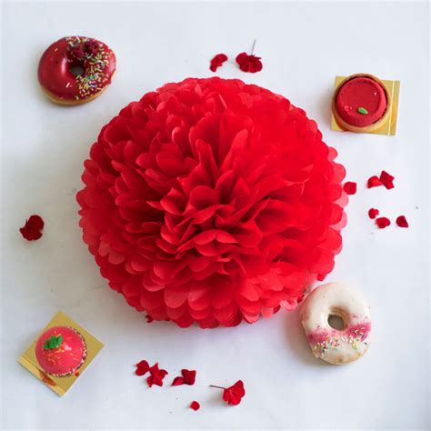 Find the perfect valentine's day flowers from ftd. Red paper poms poms | Red paper flowers | Valentines day ...