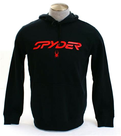Spyder Signature Black And Red Pullover Hooded Sweatshirt Hoodie Mens