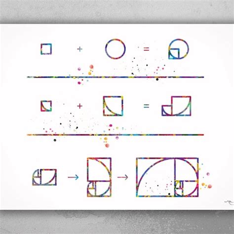 Fibonacci Sequence Watercolor Print Science Art Illustration Etsy