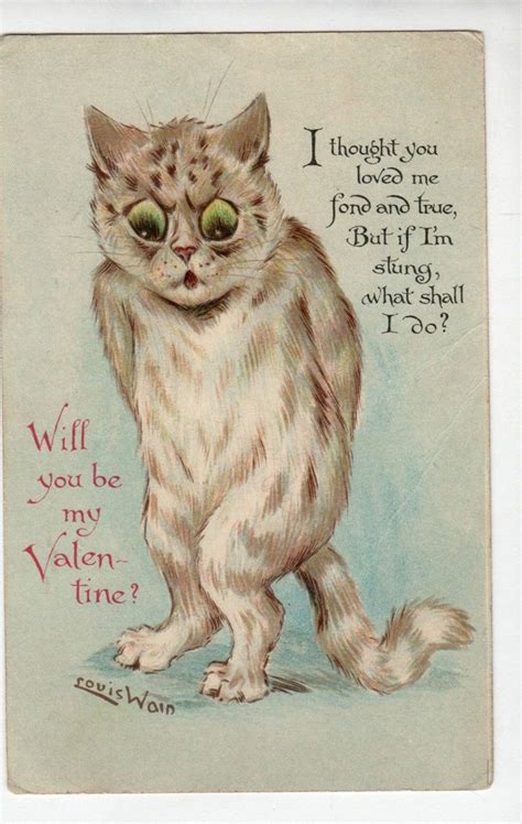 Postcard Artist Signed Louis Wain Large Cat Valentine Nister Ebay Louis Wain Cats Cats