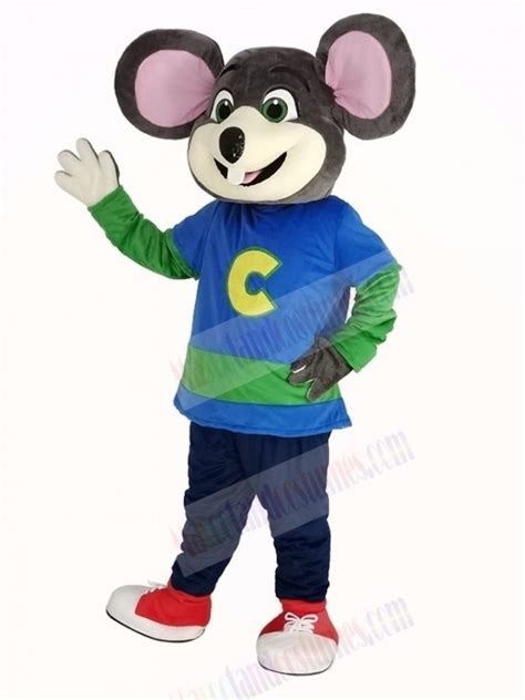 Chuck E Cheese Mascot Costume Mouse With Striped Shirt
