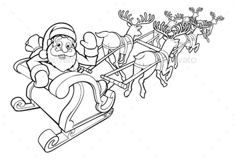 Printable Santa Sleigh And Reindeer