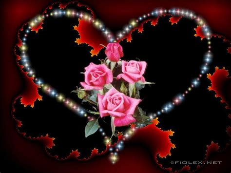 Pink Roses And Hearts Wallpaper