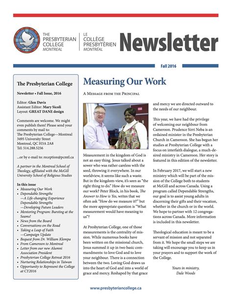 Email newsletters are the most common type of emails in email marketing. Newsletter - Presbyterian College