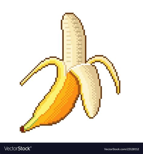 Pixel Banana Fruit Detailed Isolated Vector Image On Vectorstock