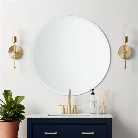 better bevel classic frameless beveled edge round wall mirror clear 30 in x 30 in