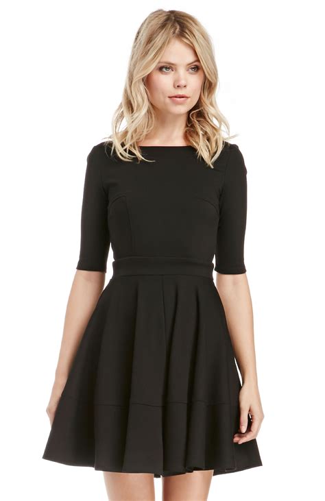 Dailylook Dailylook Pleated Fit And Flare Dress In Black S L Fit N