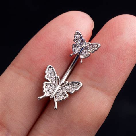 belly button rings 14g belly rings butterfly belly piercing etsy
