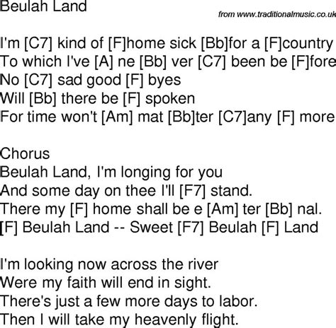 Shop the world's largest the related products tab shows you other products that you may also like, if you like sweet beulah land. Old time song lyrics with chords for Beulah Land F ...