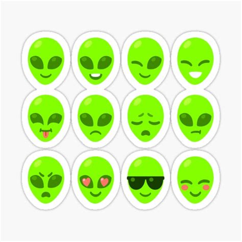 Cute Alien Smileys Gift For Alien Believers Sticker By