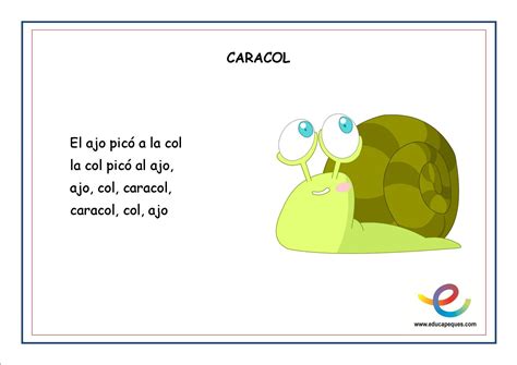 Trabalenguas Caracol Spanish Lessons For Kids Spanish Class Learning
