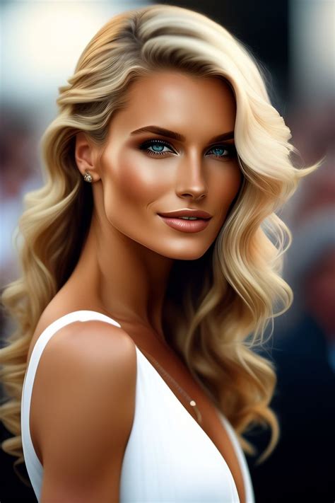 A Woman With Blonde Hair And Blue Eyes Is Shown In This Digital