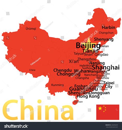 China Map Largest Cities Carefully Scaled стоковая векторная графика