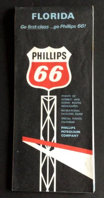 1960s Phillips 66 Highway Travel Road Map Of Florida Vintage 97 985