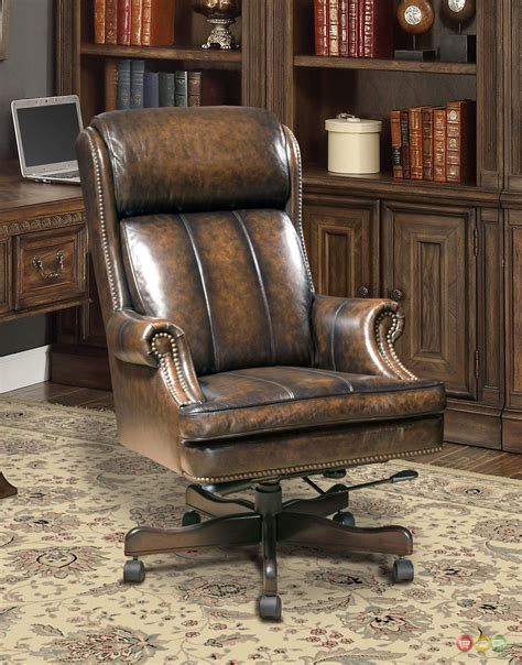 Find great deals on ebay for leather office chairs. Prestige Traditional Brown Genuine Leather Office Desk ...