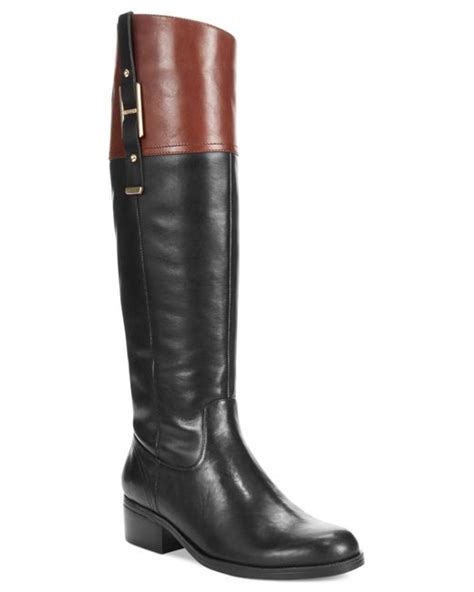 Tommy Hilfiger Women S Gibsy Wide Calf Riding Boots In Black Cognac