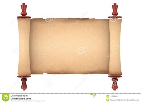 Blank Old Paper Scroll Parchment Mockup. 3d Rendering Stock ...
