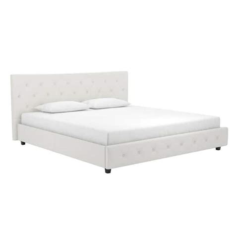 Dhp Dean White Faux Leather Upholstered King Bed De45309 The Home Depot