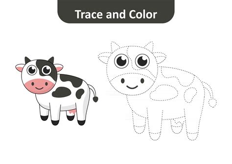 Trace And Color For Kids Cow Vector 2880683 Vector Art At Vecteezy