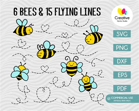 Cute Bee Svg Bundle Seamless Pattern Creative Vector Studio