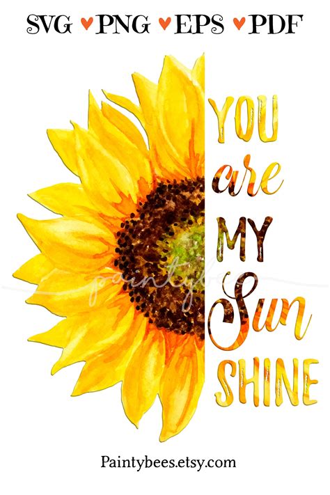 Sunflower You Are My Sunshine Svg Inspirational Quote Etsy