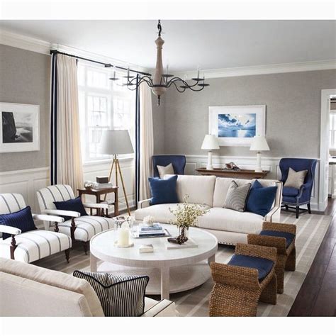 Gorgeous Furnishings Warm White And Grey Popped With A Bold Navy Blue