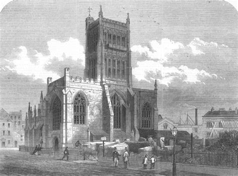 Glos The West Front Of Bristol Cathedral Antique Print 1867