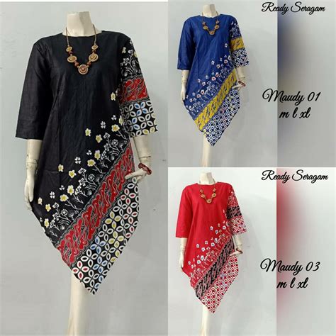 Koleksi siap pakai dress batik asimetris fit to xl. TUNIK BATIK WANITA MOTIF KEMBANG TULIP ASIMETRIS | Shopee ...