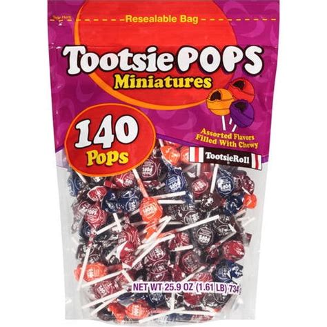 Tootsie Pops Miniature Assorted Flavors Lollipop 259 Oz 140 Count