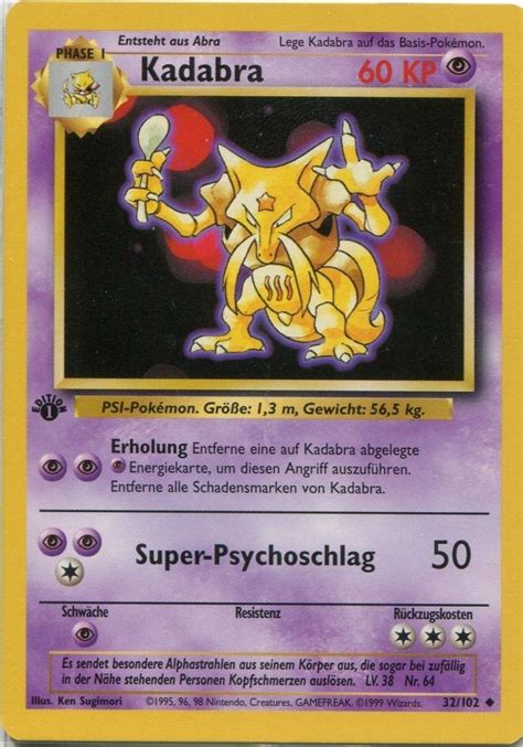 Maybe you would like to learn more about one of these? Kadabra 32/102 - Pokemon Rare 1st Edition (Base Set) German | Pokemon, Pokemon cards, Pokémon tcg
