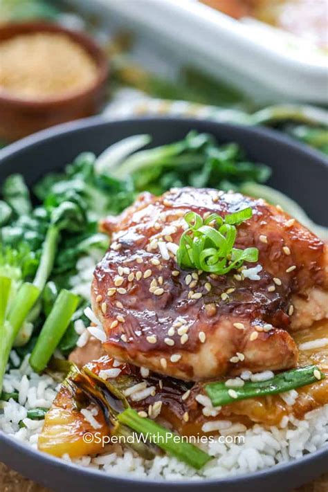 1 lb can of pineapple slices 1/2 c soy sauce 1 t molasses 2 t brown sugar 1/4 c cooking oil 2 t cider vinegar 1 small clove of garlic 1/4 c sauterne 5 chicken. Pineapple Teriyaki Chicken - Spend With Pennies