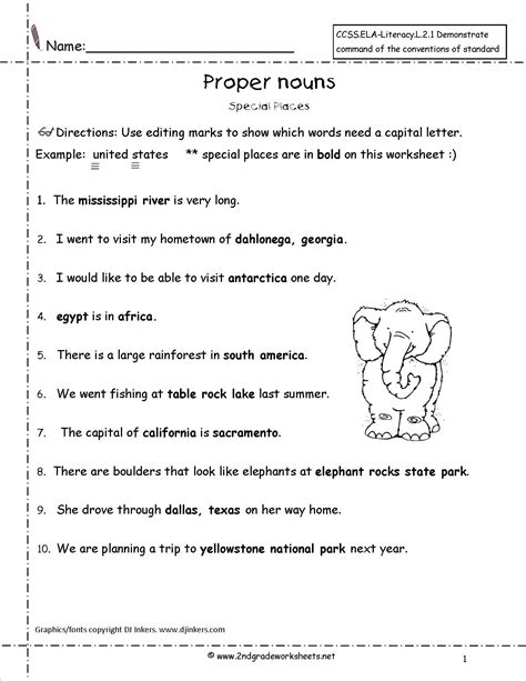 Feel free to use the printable noun worksheets below in class or at with this printable parts of speech worksheet, students will be asked to add a noun for each adjective to describe. proper nouns worksheet | Proper nouns, Nouns worksheet ...