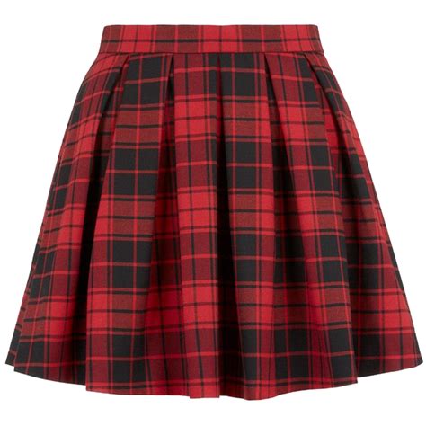 Red Skater Skirt Flared Mini Skirt Leather Pleated Skirt Plaid
