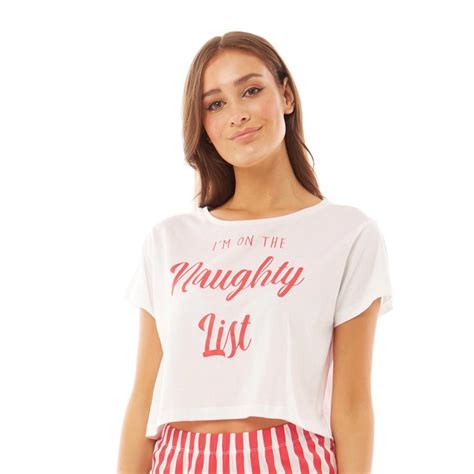 Buy Brave Soul Womens Naughty Shortsie Pyjama Set Redwhite