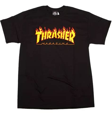 Playera Thrasher Flame Logo Black Envío Gratis