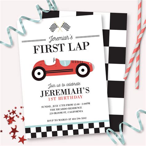 Race Car Birthday Invitation Printable First Lap Vintage Etsy Canada
