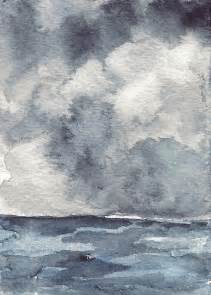 Stormy Skies Painting Seascape Watercolor Miniature Etsy Surrealism