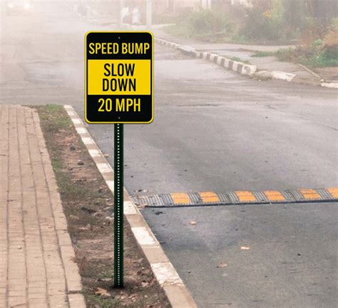 Speed Bump Slow Down 20 Mph Aluminum Sign Non Reflective